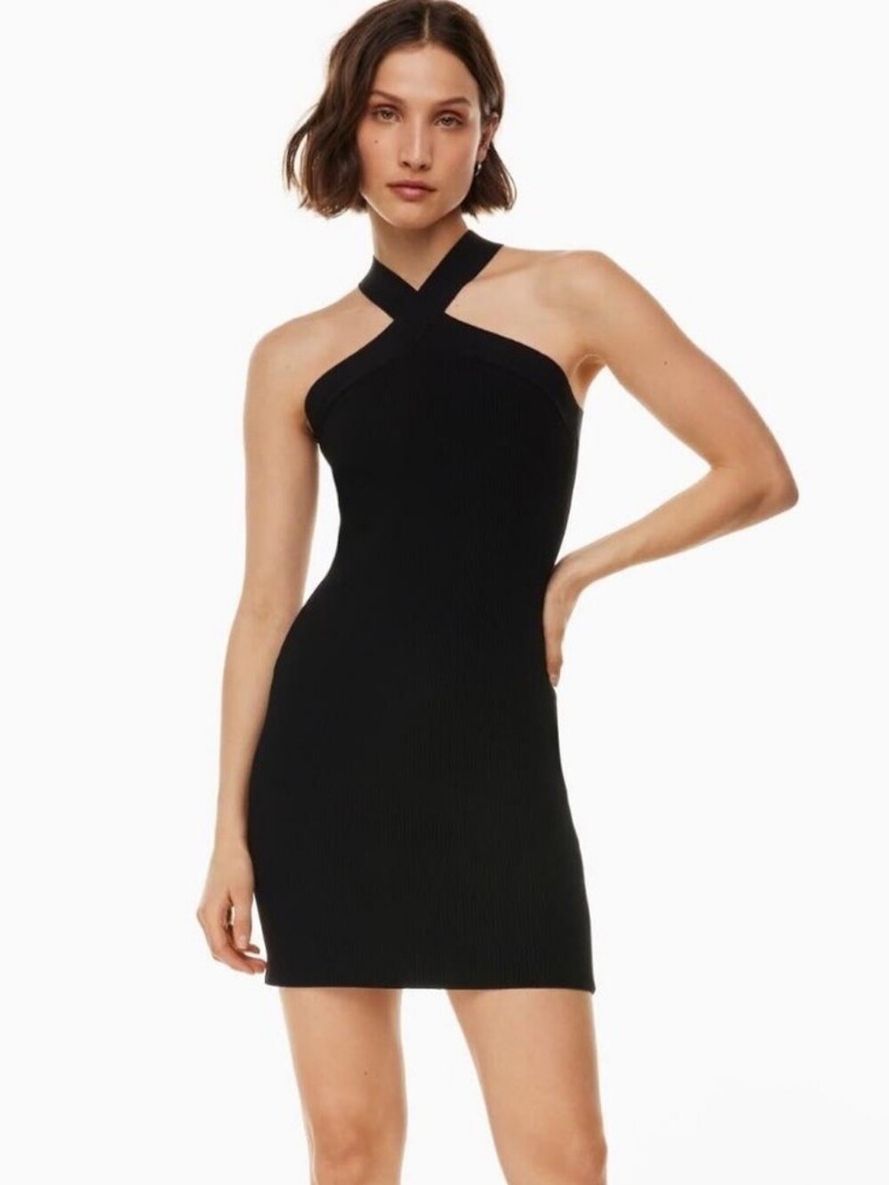 Aritzia Babaton Sculpt Knit Criss Cross Mini Dress